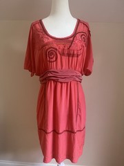 Tracy Reese 100% Silk Coral Cocktail Garden Party Summer Elegant Dress 10