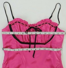 size 8 NWT Vintage BETSEY JOHNSON Pink SILK Pin-Up Retro-Style Dress Y2K USA