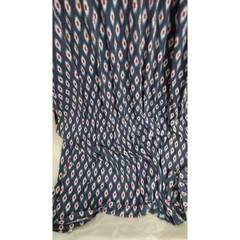 Ann Taylor LOFT Dress Womens Large Blue Maxi Ikat Print Short Sleeve Lined Boho