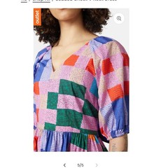 Gorman Patchwork Geometric Organic Cotton Mini Dress Size 18 Puff Sleeve Dress