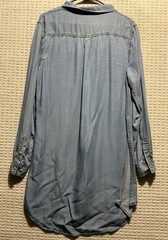 Thread & Supply Chambray Women’s Tunic Shirt Dress L Roll Tab Sleeves Blue