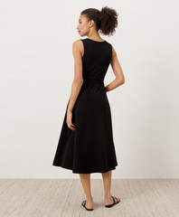 PACT Organic Fit & Flare Easy V-Neck Dress, Navy, Black Color, Freeship