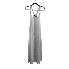 Tahari Linen Blend White Silver Shimmer Maxi Dress Womens Large Beach Boho