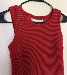 Lesley Evers 100% Wool Small Red Knit Striped Sylvie Mini Dress