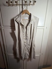 Grey State Sleeveless Button-Down Utility Mini Shirt Dress