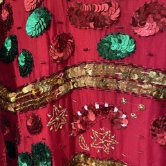 Creative Creations Christmas Sequin & Beaded Silk Shirt-Dress Jacket Lg Rare