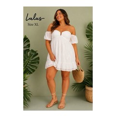 Lulus White Embroidered Off The Shoulder Mini Dress Size XL