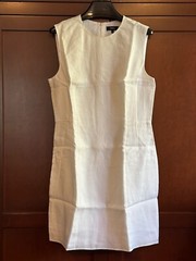 NEW ~ Theory 100% LINEN & 100% COTTON LINED Paneled Sheath Dress Soft White ~ 12