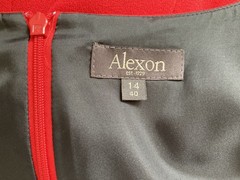 ALEXON-Red Fully lined polyester/viscose mix dress. Size: 14 See meas. below