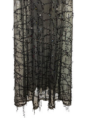 NWT Miss Ord Women size M Black Sequin Drop Sheer Maxi Dress Plunging V-Neck