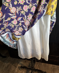 Anthropologie PATCHWORK TRAPEZE MINI DRESS Lilka Babydoll cottage core yellow XL
