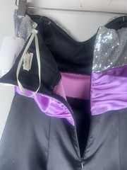 Xtraordinary Silver Sequin Black Purple Y2K Strapless Prom Dress Satin Sz 3