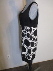 AGB FAB! Black/White Circle Print Sheath Dress Size 14