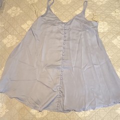 The Vintage Shop Sage Satin Button Front slip dress Sleeveless V-Neck Medium
