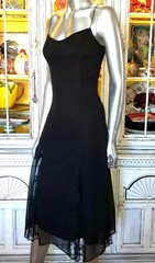 Vintage Betsey Johnson Slip Dress New York 90s Black Silk Lace Midi Size 10 M