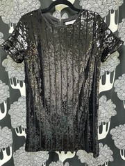 LOVERICHE Black Sequin Mini Dress Short Sleeve Women’s Size Small