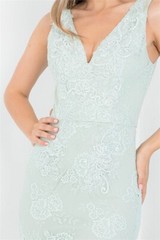 Mint Lace Overlay Bodycon Maxi Dress Ball Gown Size Medium Mermaid Cut Tall