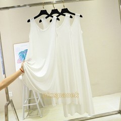 Women Scoop Neck Full Slip Plain Long Vest Dresses Camisole Liner Under Dress