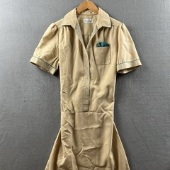 Vintage Schrader Sport NY Dress Ladies Size 16 Beige Secretary Preppy Collared