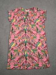 Jaye’s Studio Women’s Dress Bamboo Birds Luxe Sateen Day Pink Small S Cap Sleeve