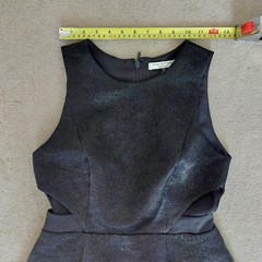 Halston Heritage Black Fit & Flare Evening Cocktail Mini Dress Cut Out US 2 UK 6