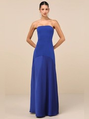 Lulus Compelling Style Royal Blue Strapless A-Line Maxi Dress Size M NWT