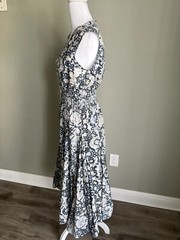 Chelsea & Theodore Paisley Peasant Maxi Sundress Cotton Smocked Waist Dress S/P