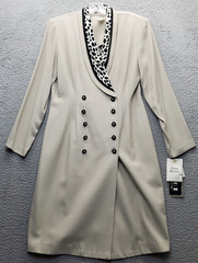 Studio 1 Jacket Dress Womens 8P Brown Shoulder Pads Double Breasted Shawl Collar