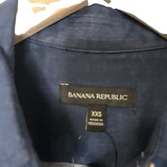 BANANA REPUBLIC Roll Cuff Short Sleeve Utility Shirtdress Sz XXS Blue Popover