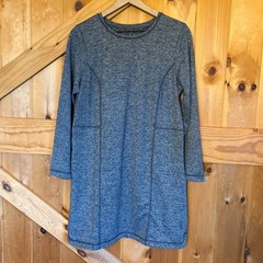 J.Jill Fit Shirttail Dress Womens Medium Petite Grey Marled Long Sleeve Pockets