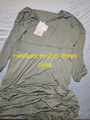 Lularoe Medium Evelyn Dress, Solid Olive Green. Nwt, Slinky