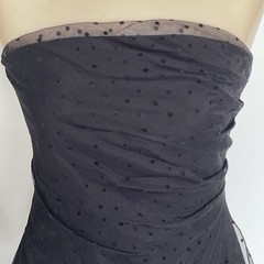 Solid Black Strapless Swiss Dots Dress Fairy Grunge Dark Romantic Whimsigoth