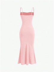 Coral Pink MOD Solid Ruched Mermaid Hem Cami Dress Sz XS S M L