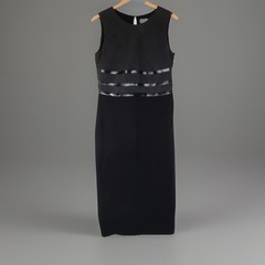 Sportmax Sleeveless Sheath Pencil Dress Womens Large 14 Black Silk Jersey Italy