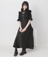 Lace-up frilled pearl necklace long dress Jirai New
