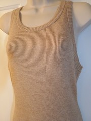 Rachel Zoe Ribbed Knit Rayon Nylon Poly Blend Beige Tank Bodycon Dress sz L