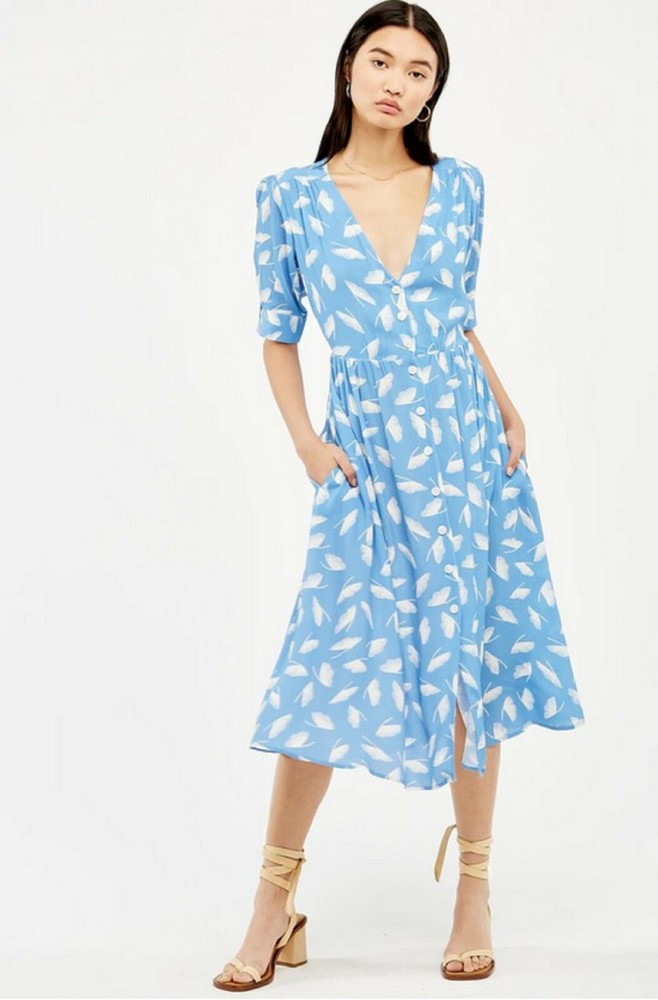CAPULET Tally Button Front Midi Shirt Dress Size M nwt