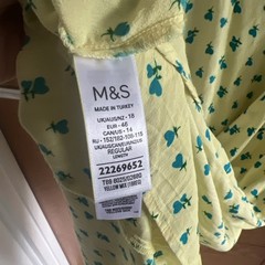 Marks & Spencer X Ghost Ditsy Print Tea Dress Size 18 Butter Yellow Blue Heart