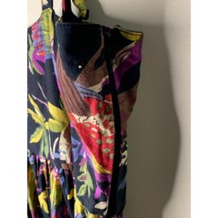 Custom Handmade Floral Side Zip Closure Spaghetti Tie Strap Ruffle Maxi Dress