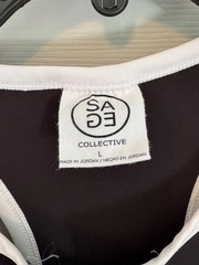 SAGE Black & White Sleeveless Activewear Racer Back Mini Dress Size Large