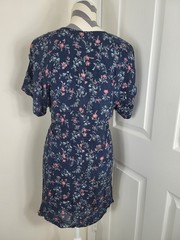 Paige Mini Dress Sz Small Dark Ink Blue Primrose Floral 100% Rayon *flawed*