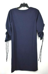 Papillon Womens Ruffled Drawstring Tie Sleeve Sheath Dress Crew Neck Slip Knit S