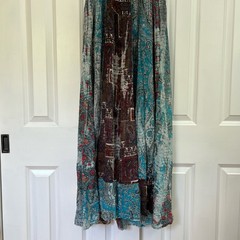 Solitaire Bohemian Patchwork Smocked Paisley Multi-Color Maxi Dress Size L