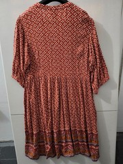 Knox Rose Dress Womens M Rust Burnt Short Sleeve Tassel Geometric Boho Peasant