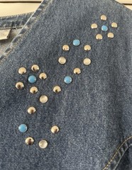 Vintage Carolina Blues Plus Size 22W Embellished Studded Denim Maxi Dress 90s