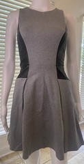 Club Monaco Janine Heather Gray/Black Fit & Flare W/ Faux Leather Sides Size 0