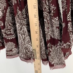 Boho Paisley Bell Sleeve Long Flowy Top Maroon White Festival Peasant S Size 2