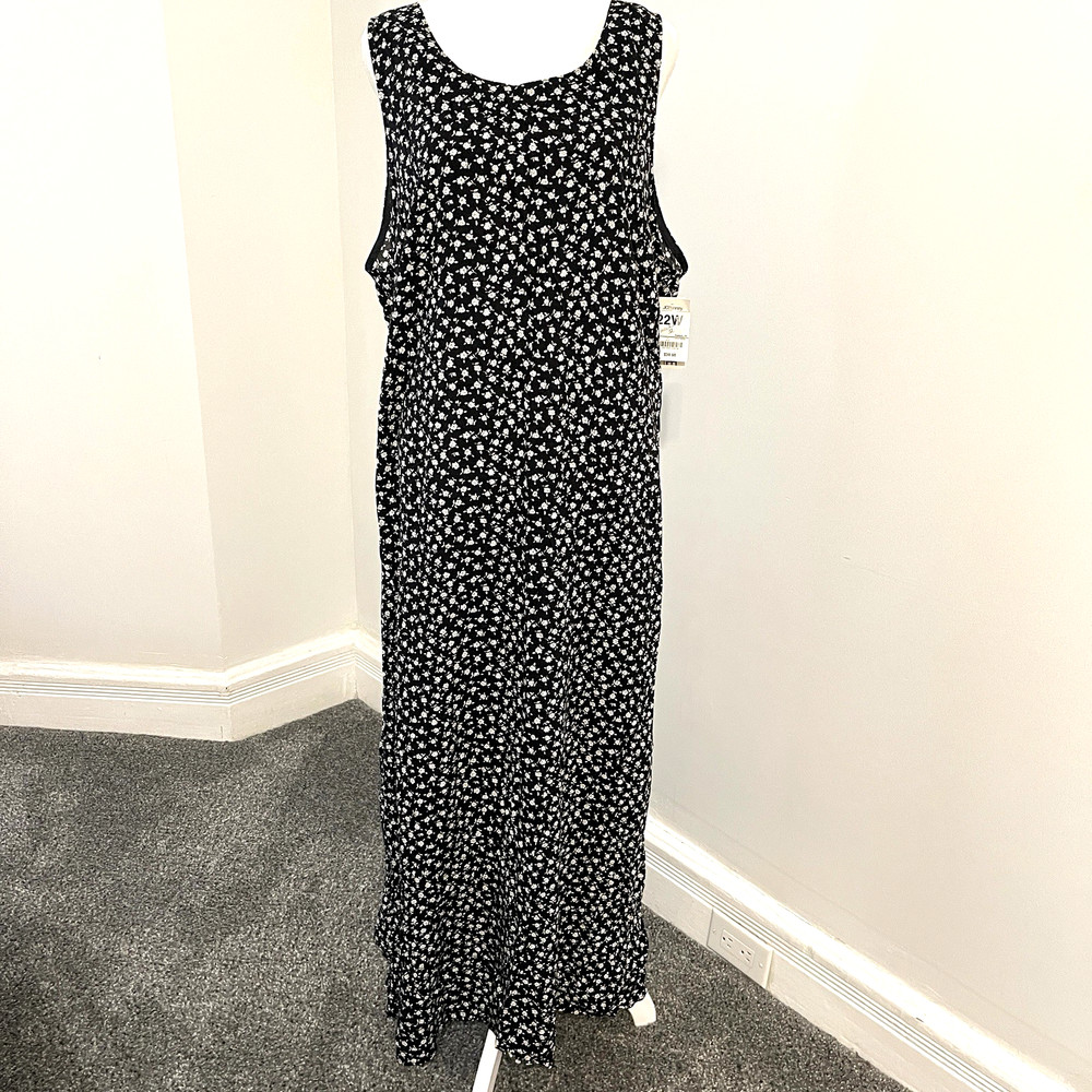 Vintage Worthington Maxi Dress Plus Size 22W Floral Tie Back Waist NEW W Tags