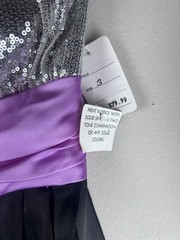 Xtraordinary Silver Sequin Black Purple Y2K Strapless Prom Dress Satin Sz 3
