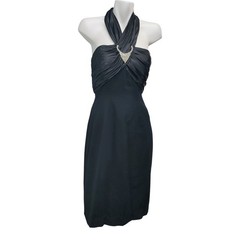 Rimini Babydoll Evening Dress Womens 14 Black Formal Y2K Glam Rhinestone Neck